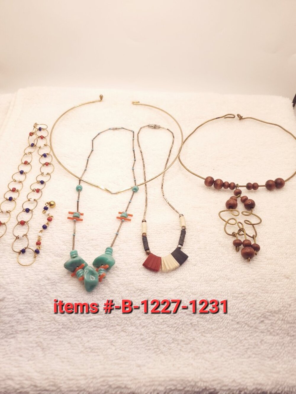 5 Necklaces, items # B-1227-1231,  wt. 44 grams.